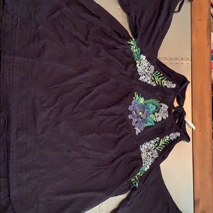 Free People Navy Beaded Top